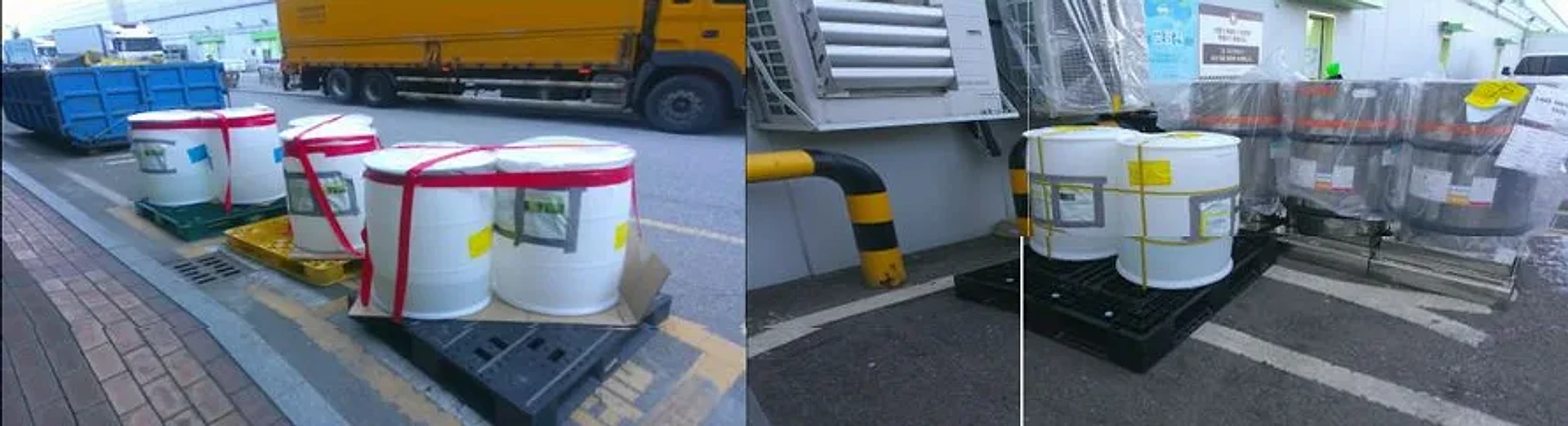 Before-and-after record of improved chemical-container storage